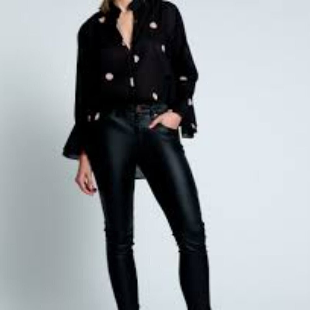 One Teaspoon Wet Black High Waist Freebird II Skinny Jeans‎
